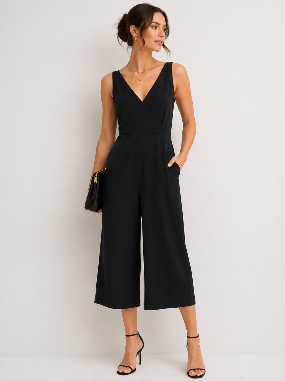 Sam Edelman Sleeveless Wide-Leg Jumpsuit – Black – Size 2